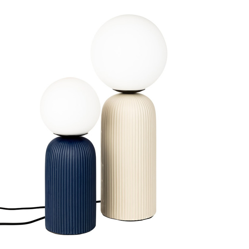 Lampe de salon design bleu en céramique et globe blanc - Dash S 
