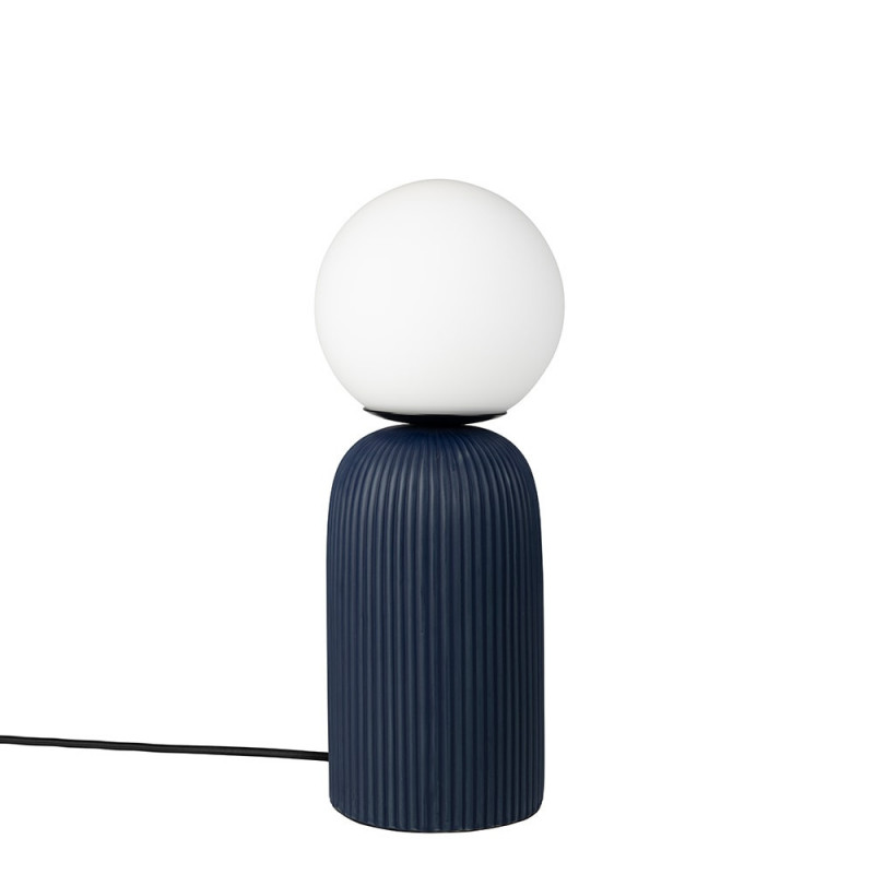 Lampe de salon design bleu en céramique et globe blanc - Dash S 
