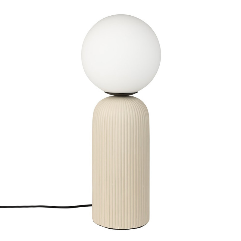 Lampe de salon design beige en céramique et globe blanc - Dash M 