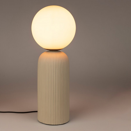 Lampe de salon design beige en céramique et globe blanc - Dash M 