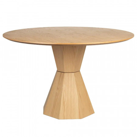 Table à manger ronde en bois pied central design - Lotus 