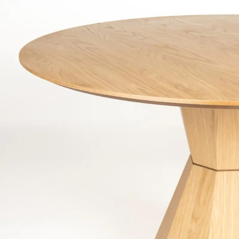 Table à manger ronde en bois pied central design - Lotus 