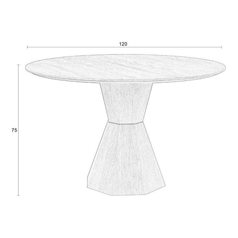 Table à manger ronde en bois pied central design - Lotus 