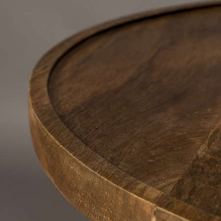 Petite table basse ronde bois de manguier pied central - Cath 