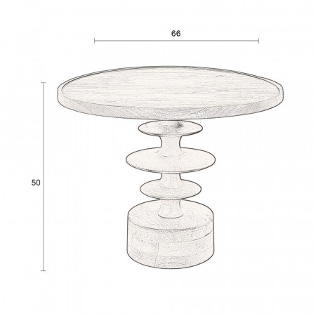 Petite table basse ronde bois de manguier pied central - Cath 