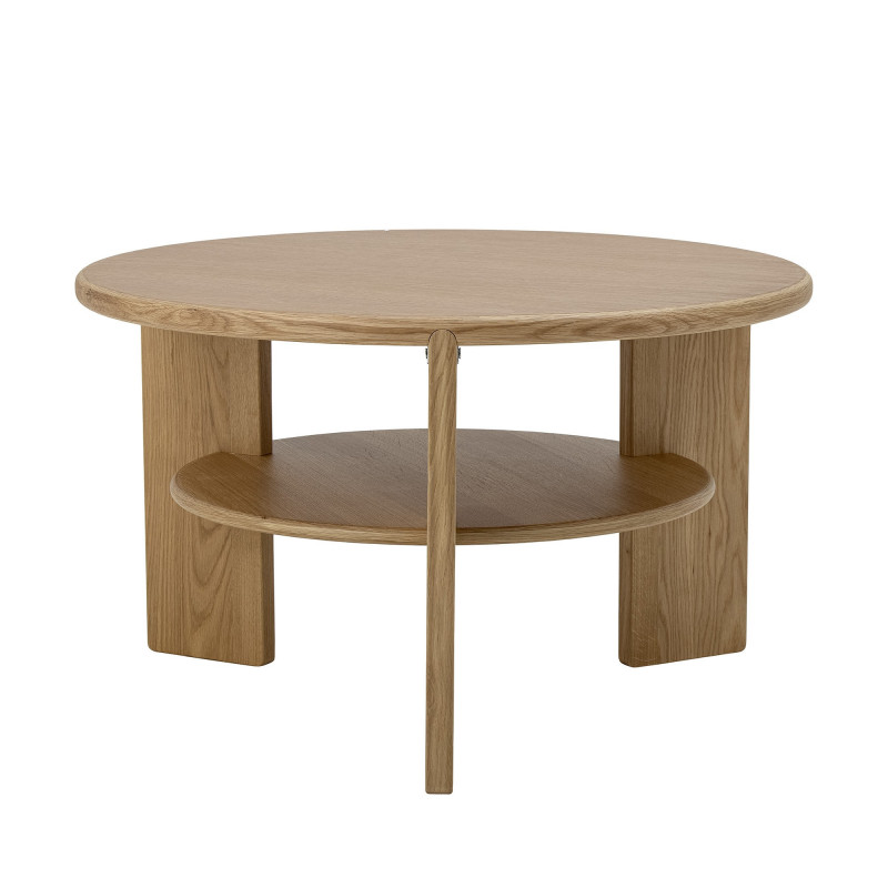 Petite table basse ronde en bois avec rangement - Lourdes 