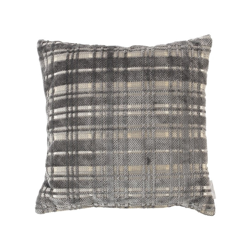 Coussin déco gris motif écossais 45x45 - Dandy