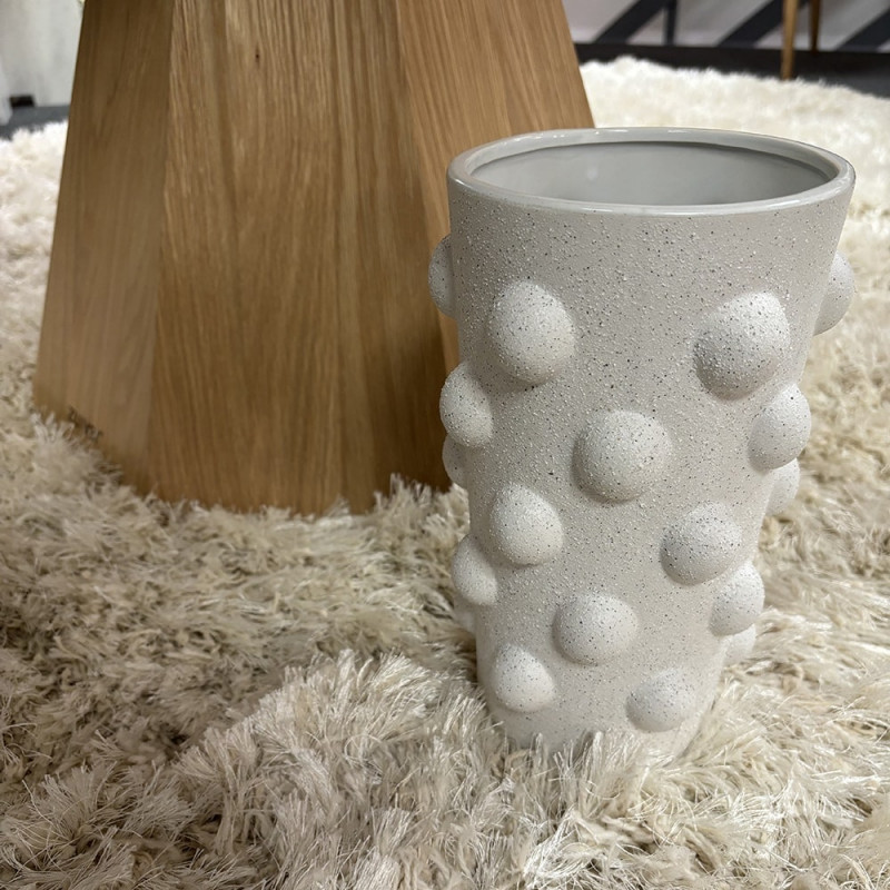 Vase blanc en grès avec formes rondes - Artan