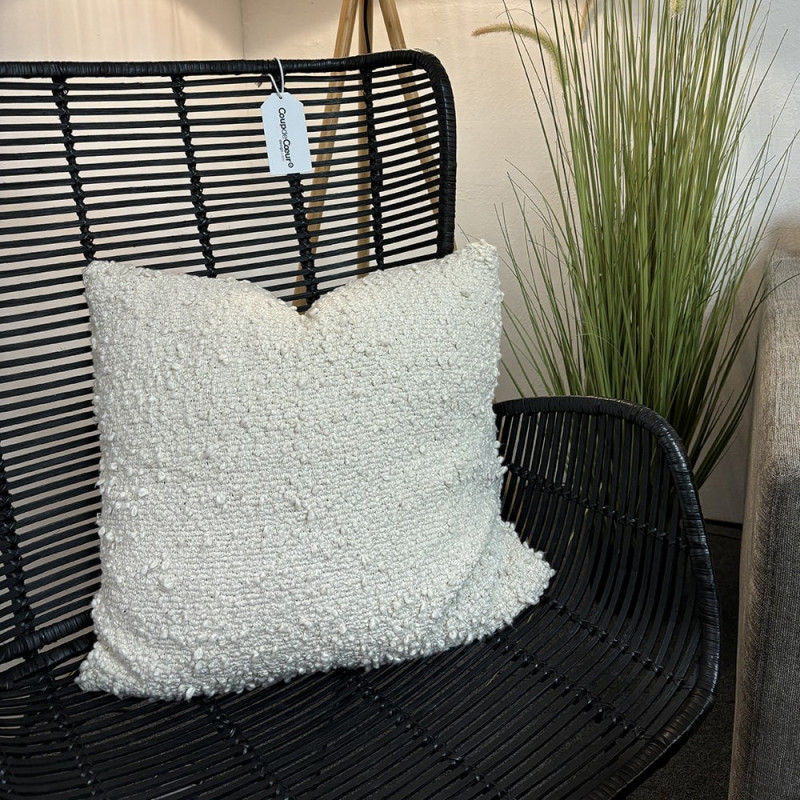 Coussin blanc tissu bouclé - Fariba