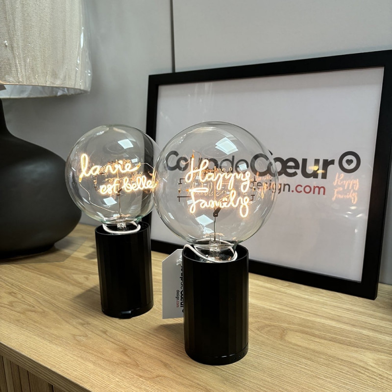 Ampoule led décorative avec socle noir sans fil - Happy Family