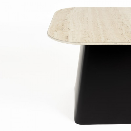 Table basse gigogne en métal et céramique effet travertin - Bary 