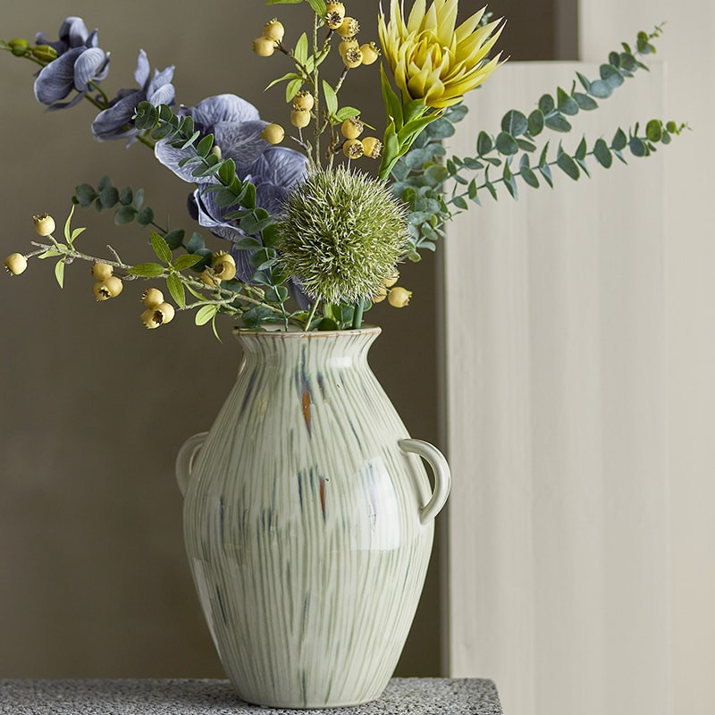 Vase en céramique avec poignées peint à la main Bloomingville - Sanella 