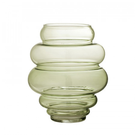 Vase en verre coloré vert avec formes arrondies Bloomingville - Annhelene 