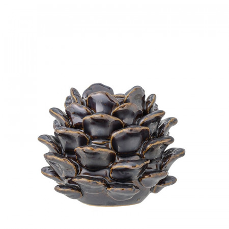 Petit bougeoir en céramique design pomme de pin marron  - Pine 