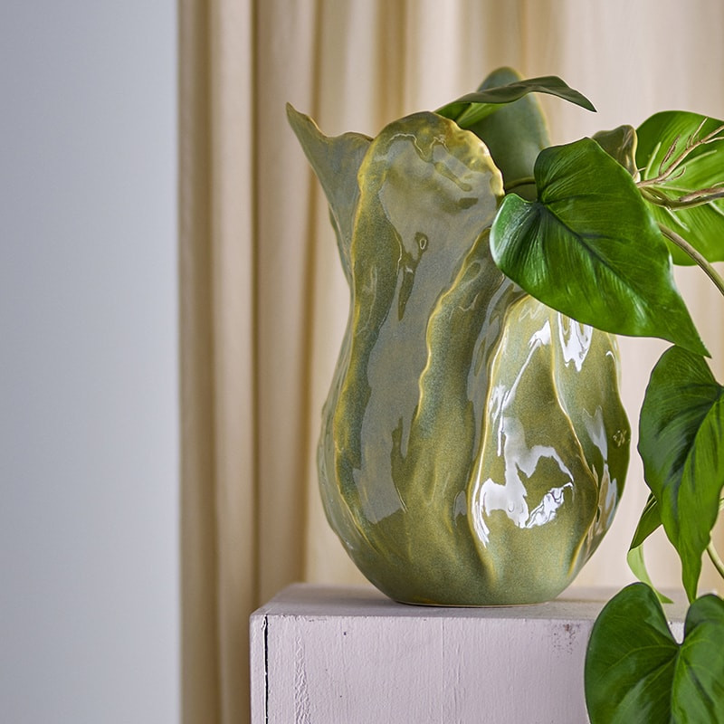 Vase en céramique émaillé vert style nature Bloomingville - Bastien 