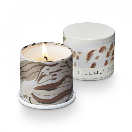 Bougie parfumée fleurs de citronnier, brume océanique et sable ambré boîte métal 85g Illume - Driftwood 