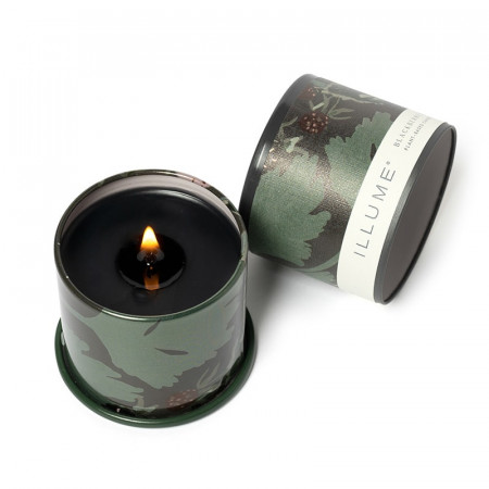 Bougie parfumée jasmin, baies fraîches et ambre liquide boîte métal 85g Illume - Blackberry Absinthe 