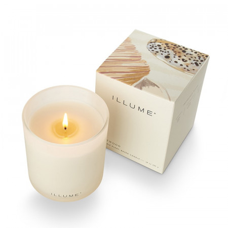 Bougie parfumée fleurs de citronnier, brume océanique et sable ambré en verre 335g Illume - Driftwood 