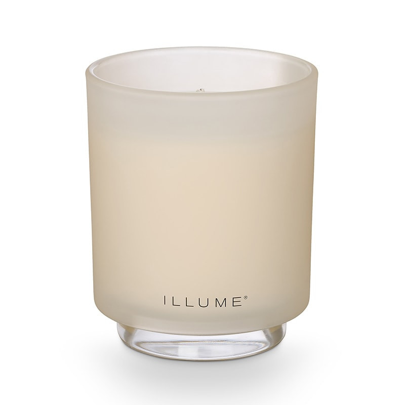 Bougie parfumée cardamome fraîche, feuilles persistantes et éclats d'agrumes en verre 335g Illume - Winter White 