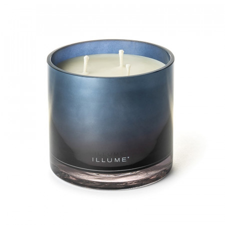 Bougie parfumée feuilles vertes, pluie fraîche et éclats de citron en verre avec couvercle 590g Illume - Hidden Lake 