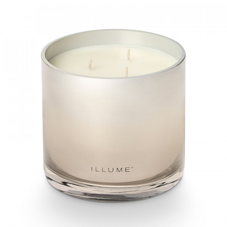 Bougie parfumée cardamome, feuilles persistantes et éclats d'agrumes en verre avec couvercle 590g Illume - Winter White 