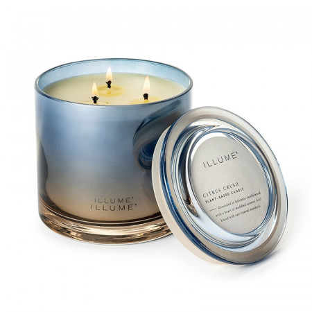 Bougie parfumée bois de santal, fruits d'été et mandarine en verre avec couvercle 590g Illume - Citrus Crush 