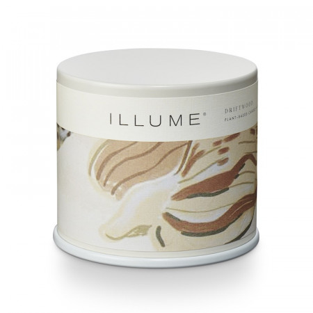 Bougie parfumée fleurs de citronnier, brume océanique et sable ambré boîte métal 335g Illume - Driftwood 