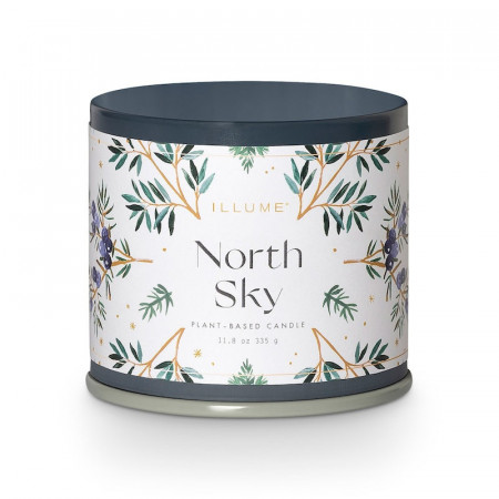 Bougie parfumée ébène, cassis et agrumes sucrés boîte métal 335g Illume - North Sky 