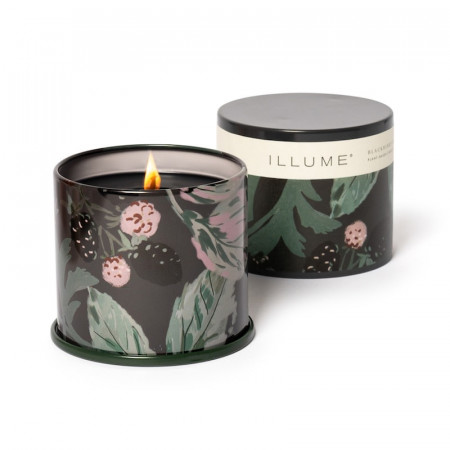 Bougie parfumée jasmin, baies fraîches et ambre liquide boîte métal 335g Illume - Blackberry Absinthe 