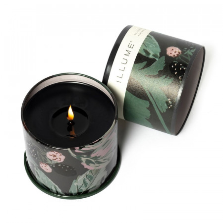 Bougie parfumée jasmin, baies fraîches et ambre liquide boîte métal 335g Illume - Blackberry Absinthe 