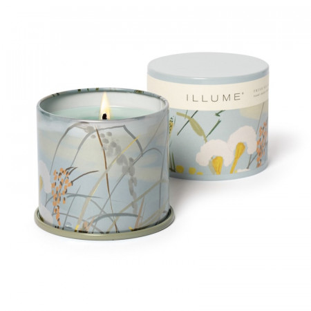 Bougie parfumée jasmin et embruns marins salés boîte métal 335g Illume - Fresh Sea Salt 