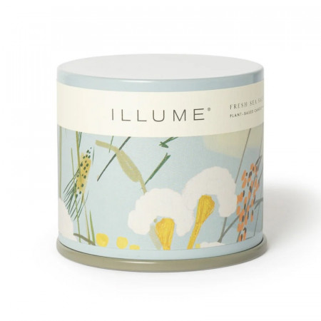 Bougie parfumée jasmin et embruns marins salés boîte métal 335g Illume - Fresh Sea Salt 