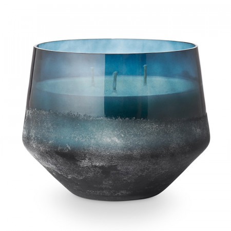Bougie 3 mèches en verre parfumée feuilles vertes, pluie fraîche et éclats de citron 890g Illume - Hidden Lake 