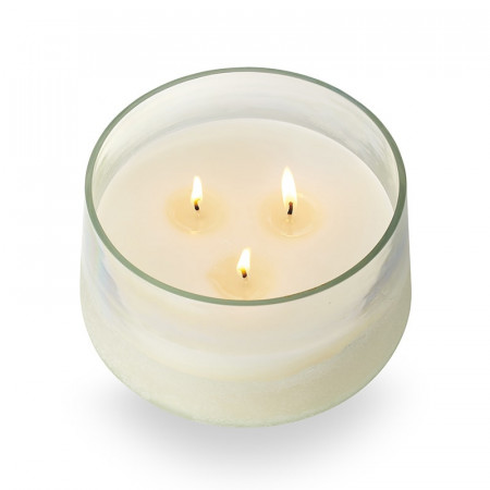 Bougie 3 mèches en verre parfumée jasmin et embruns marins salés 890g Illume - Fresh Sea Salt 