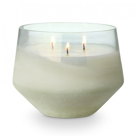 Bougie 3 mèches en verre parfumée jasmin et embruns marins salés 890g Illume - Fresh Sea Salt 