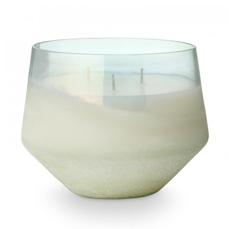 Bougie 3 mèches en verre parfumée jasmin et embruns marins salés 890g Illume - Fresh Sea Salt 