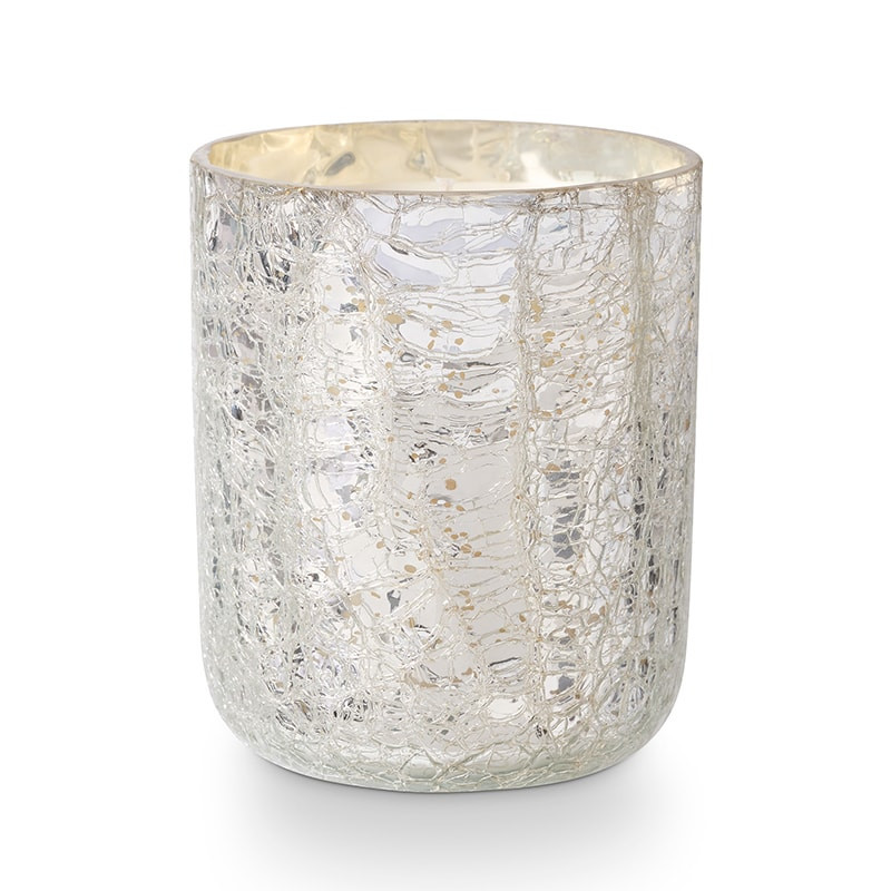 Bougie parfumée ébène, cassis et agrumes sucrés en verre craquelé avec boîte cadeau 235g Illume - North Sky 