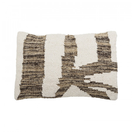 Coussin rectangulaire blanc avec motifs bruns style nature Bloomingville - Abano 