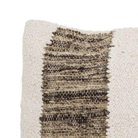 Coussin rectangulaire blanc avec motifs bruns style nature Bloomingville - Abano 