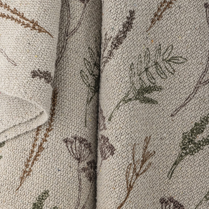 Plaid en coton recyclé beige pompons marrons motif floral Bloomingville - Pyle 