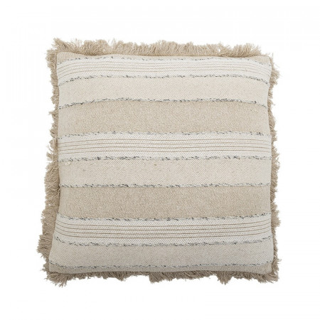 Coussin carré de couleur beige avec franges style nature Bloomingville - Totton 