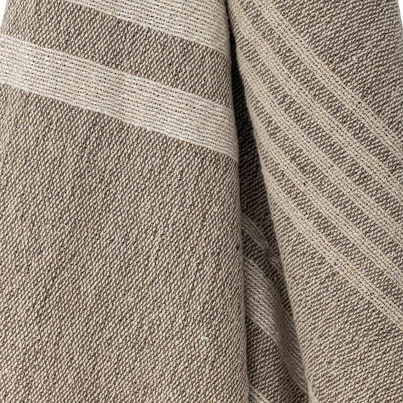 Plaid en coton recyclé de couleur beige avec franges Bloomingville - Lugo 