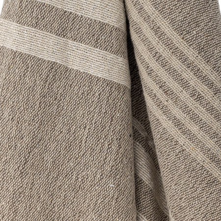 Plaid en coton recyclé de couleur beige avec franges Bloomingville - Lugo 