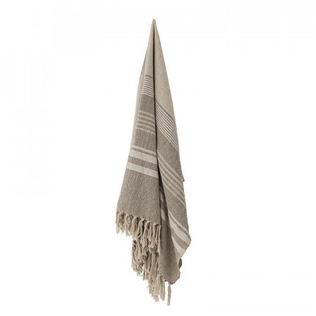 Plaid en coton recyclé de couleur beige avec franges Bloomingville - Lugo 