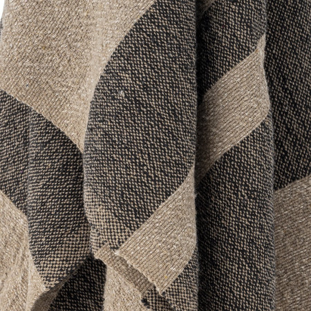 Grand plaid de couleurs beige et noire avec franges Bloomingville - Temi 