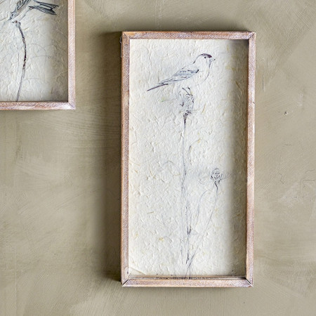 Décoration murale cadre en bois avec dessin d'oiseau sur fleur Creative Collection by Bloomingville - Aurel 