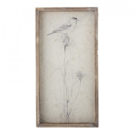 Décoration murale cadre en bois avec dessin d'oiseau sur fleur Creative Collection by Bloomingville - Aurel 