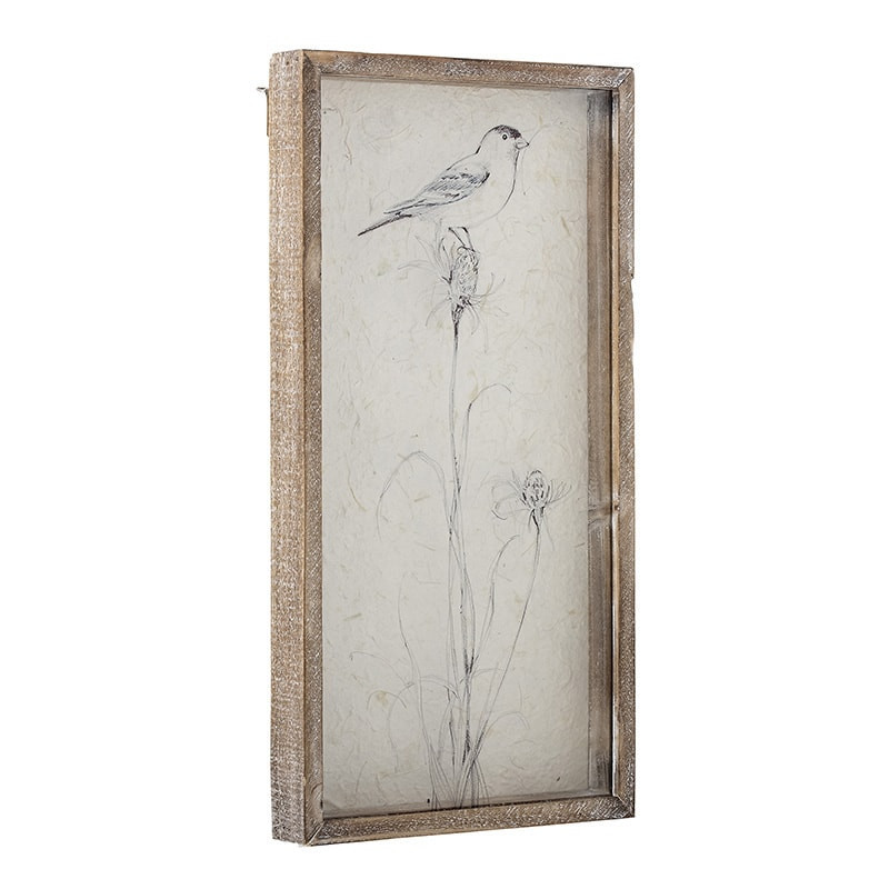Décoration murale cadre en bois avec dessin d'oiseau sur fleur Creative Collection by Bloomingville - Aurel 