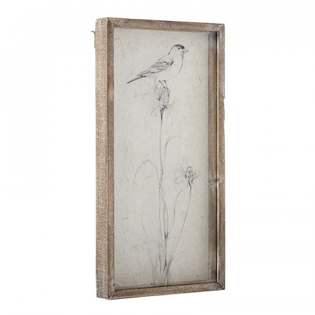 Décoration murale cadre en bois avec dessin d'oiseau sur fleur Creative Collection by Bloomingville - Aurel 