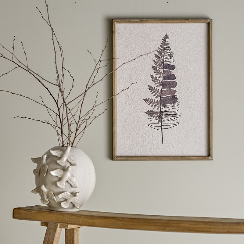 Tableau mural avec cadre en bois et motif feuillage Bloomingville - Corval 